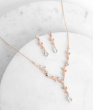 Romantic Moments Dainty Leaf Lariat Necklace + Earring Set