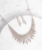 Radiate In Rhinestones Necklace And Earrings Set