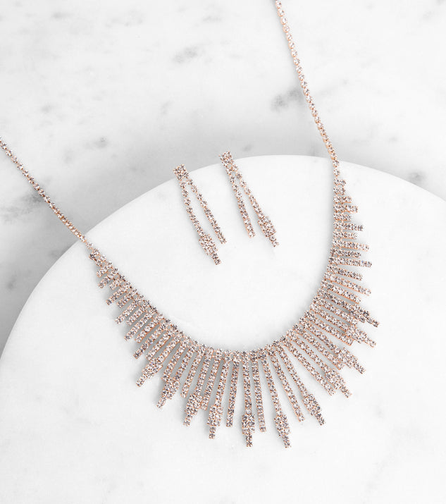 Radiate In Rhinestones Necklace And Earrings Set