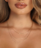 Four Row Tiered Dainty Chain Necklace is a trendy pick to create 2023 festival outfits, festival dresses, outfits for concerts or raves, and complete your best party outfits!