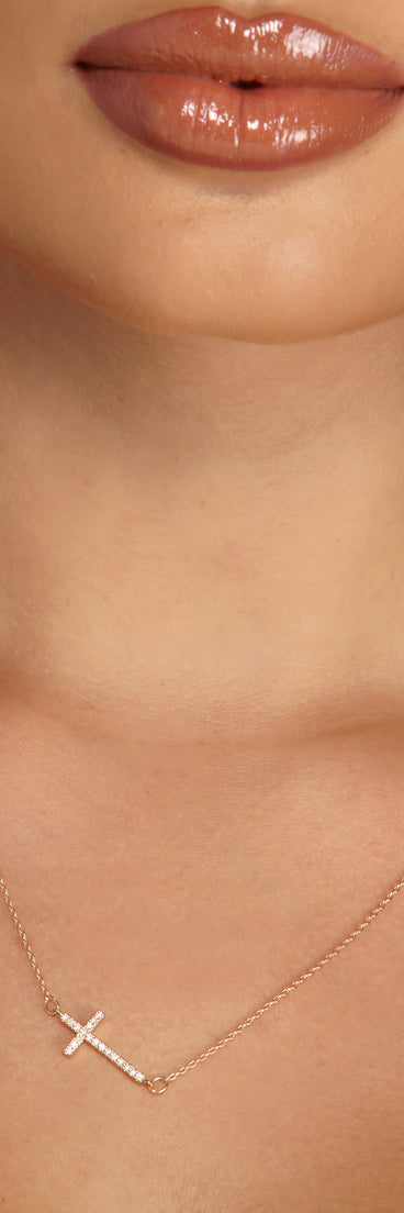 Rhinestone Cross Charm Dainty Chain Necklace is a trendy pick to create 2023 festival outfits, festival dresses, outfits for concerts or raves, and complete your best party outfits!