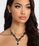 Dark And Stunning Drop Stone Necklace + Earring Set for 2022 festival outfits, festival dress, outfits for raves, concert outfits, and/or club outfits