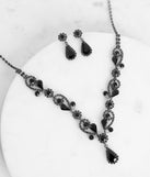 Dark And Stunning Drop Stone Necklace + Earring Set for 2022 festival outfits, festival dress, outfits for raves, concert outfits, and/or club outfits