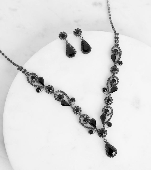 Black Rhinestone Necklace Black Formal Necklace Black Sparkly