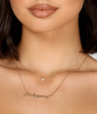 Layered Babygirl Script Rhinestone Necklace