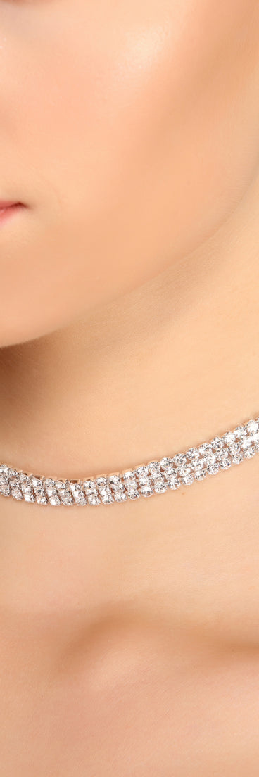 Make It Count Rhinestone Choker + Earring Stud Set