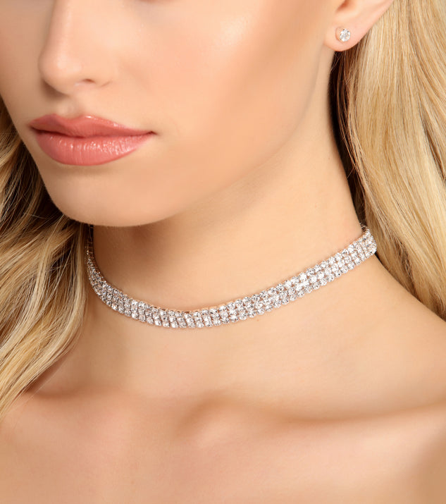 Make It Count Rhinestone Choker + Earring Stud Set
