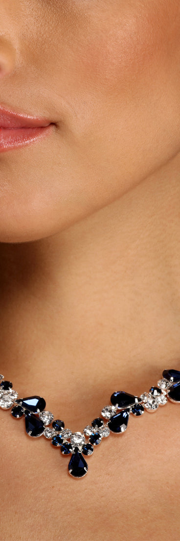 Royalty Rhinestone Necklace Set is a stunning choice for a bridesmaid dress or maid of honor dress, and to feel beautiful at Homecoming 2023, fall or winter weddings, formals, & military balls!