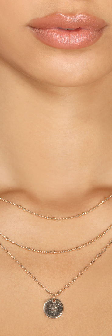 Triple Row Layered Coin Charm Necklace is a trendy pick to create 2023 festival outfits, festival dresses, outfits for concerts or raves, and complete your best party outfits!
