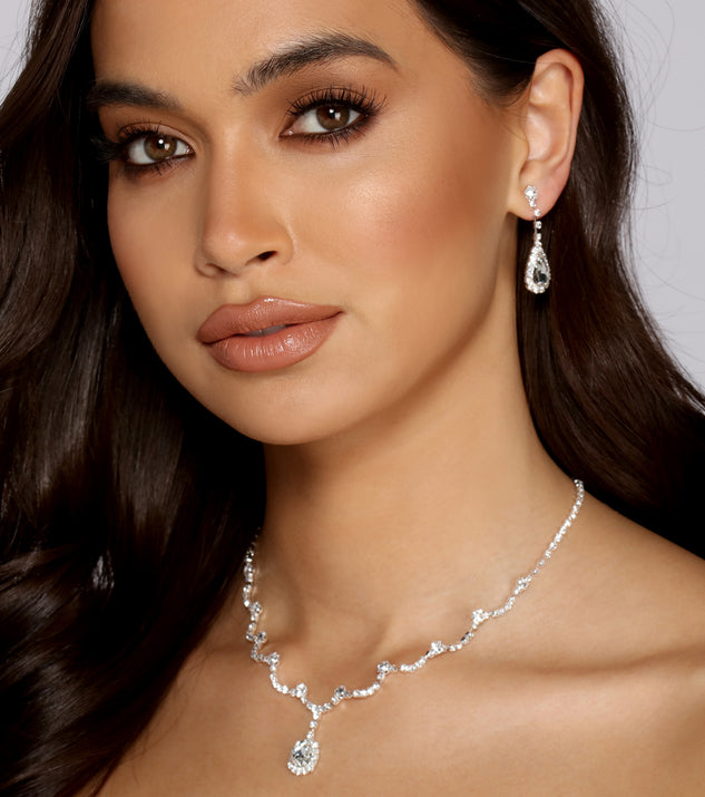 Rhinestone Beauty Necklace And Earrings Set for 2022 festival outfits, festival dress, outfits for raves, concert outfits, and/or club outfits