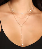 Triple Row Dainty Pearl Lariat Necklace