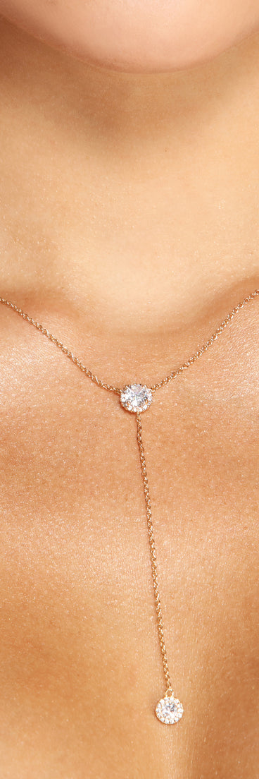 Dainty Cubic Zirconia Lariat Necklace is a stunning choice for a bridesmaid dress or maid of honor dress, and to feel beautiful at Homecoming 2023, fall or winter weddings, formals, & military balls!