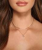 Layered Chain Link Eye Charm Necklace