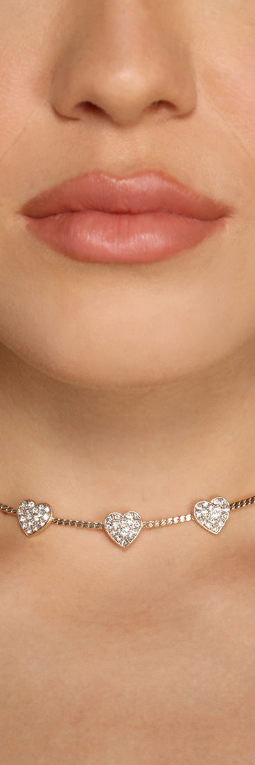 Show Some Love Rhinestone Heart Choker