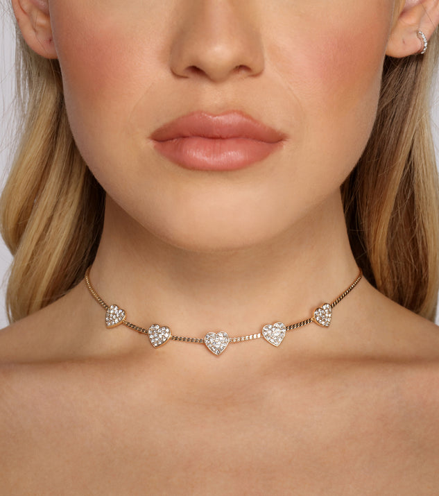 Show Some Love Rhinestone Heart Choker