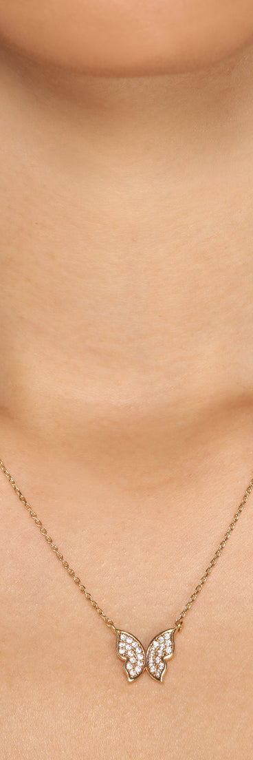 Cubic Zirconia Butterfly Charm Necklace is a trendy pick to create 2023 festival outfits, festival dresses, outfits for concerts or raves, and complete your best party outfits!