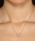 Cubic Zirconia Butterfly Charm Necklace is a trendy pick to create 2023 festival outfits, festival dresses, outfits for concerts or raves, and complete your best party outfits!