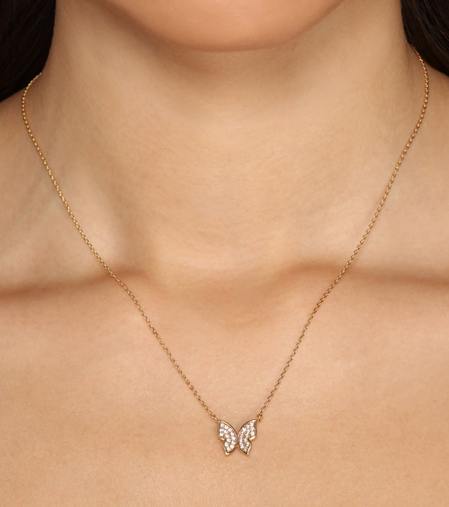 Cubic Zirconia Butterfly Charm Necklace is a trendy pick to create 2023 festival outfits, festival dresses, outfits for concerts or raves, and complete your best party outfits!