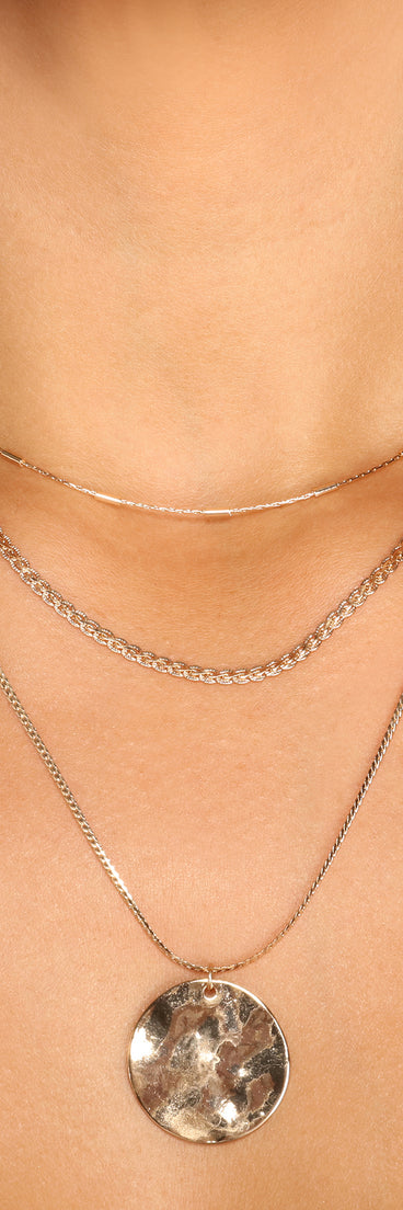 Three Row Layered Chain Link Necklace for 2022 festival outfits, festival dress, outfits for raves, concert outfits, and/or club outfits
