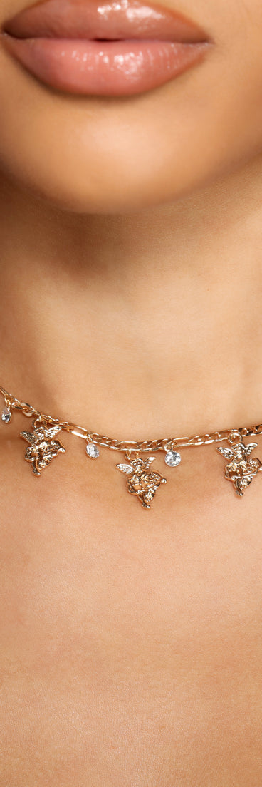 Struck By Cupid Rhinestone Choker