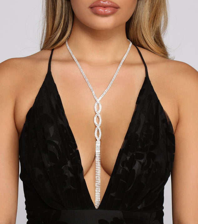 Luxe Reveal Fringe Rhinestone Lariat Necklace