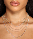 Dainty Layers Rhinestone Chainlink Necklace Set is a trendy pick to create 2023 festival outfits, festival dresses, outfits for concerts or raves, and complete your best party outfits!