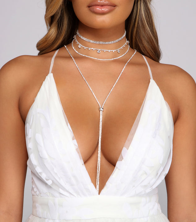 Four Row Rhinestone Choker With Slider