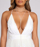 Four Row Rhinestone Choker With Slider