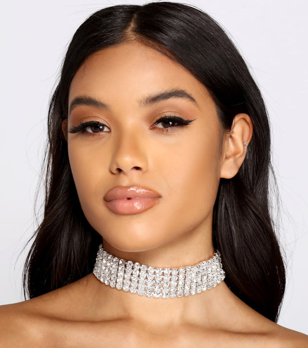 So Luxe Five Row Rhinestone Choker | Windsor