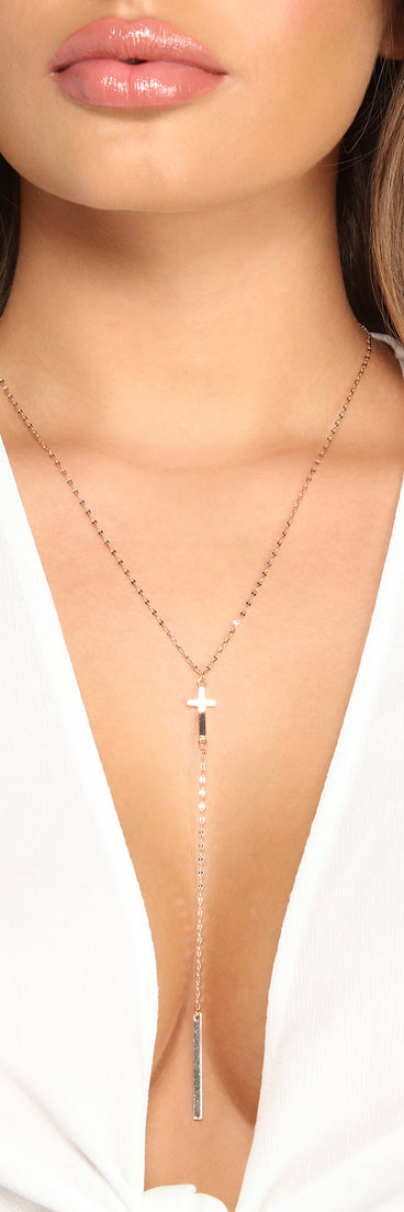 Dainty And Chic Cross Charm Lariat Necklace is a trendy pick to create 2023 festival outfits, festival dresses, outfits for concerts or raves, and complete your best party outfits!