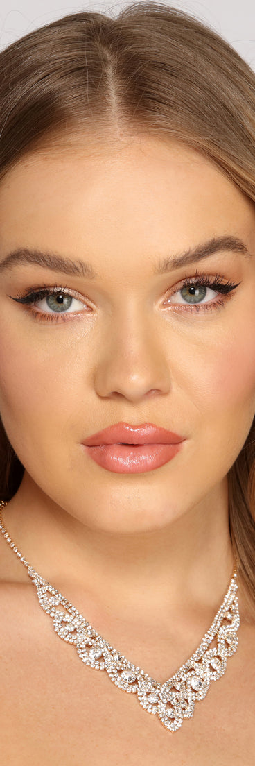 Rhinestone Radiance Necklace And Earrings Set