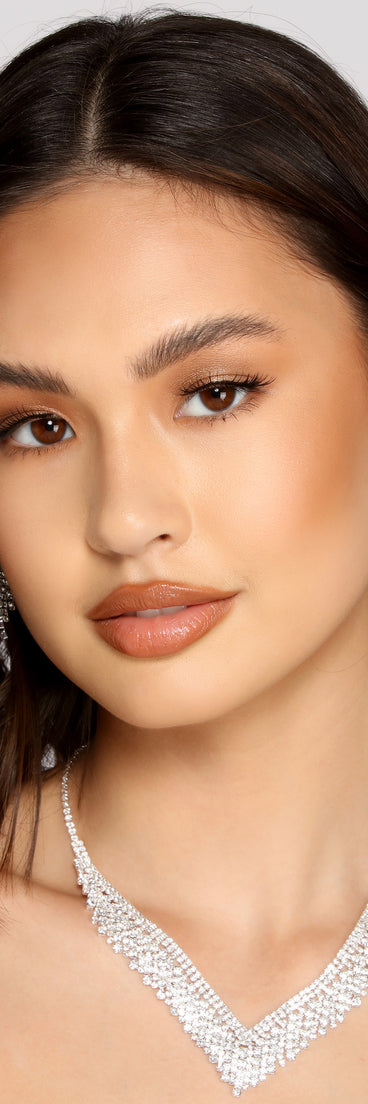 Dazzling Glitz Rhinestone Collar And Earrings Set for 2022 festival outfits, festival dress, outfits for raves, concert outfits, and/or club outfits