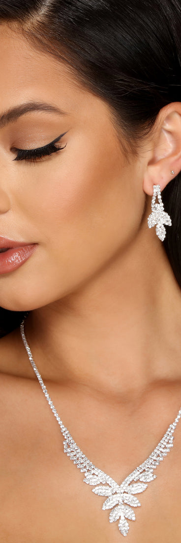 Dazzle Diva Rhinestone Collar And Duster Earrings Set