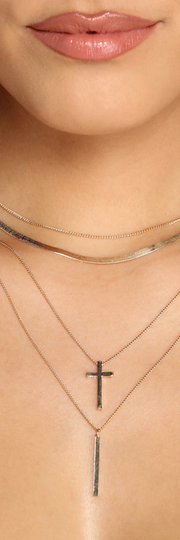 Trendy Layers Dainty Cross Charm Necklace Pack for 2022 festival outfits, festival dress, outfits for raves, concert outfits, and/or club outfits