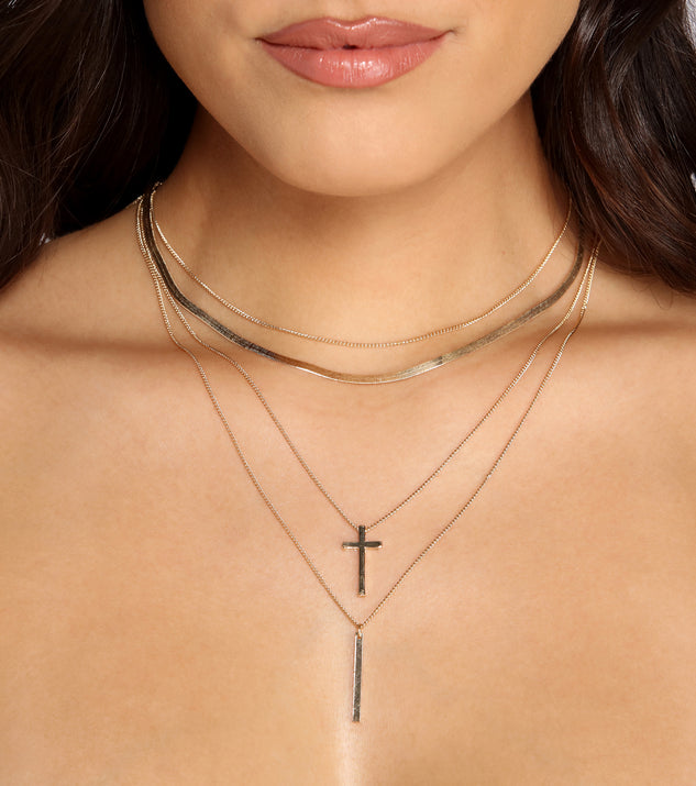 Trendy Layers Dainty Cross Charm Necklace Pack for 2022 festival outfits, festival dress, outfits for raves, concert outfits, and/or club outfits