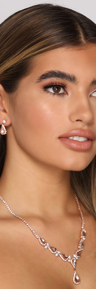 Radiant Beauty Rhinestone Necklace And Earrings Set