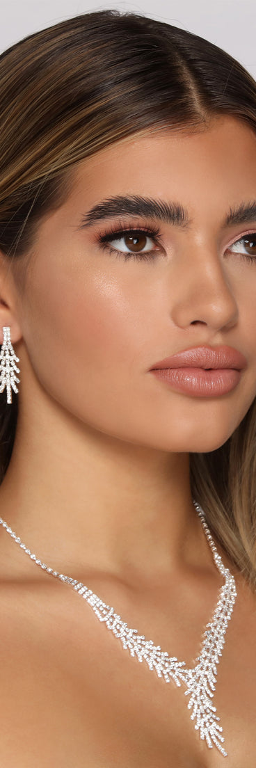 Dazzle And Glitz Rhinestone Collar And Duster Earrings Set for 2022 festival outfits, festival dress, outfits for raves, concert outfits, and/or club outfits