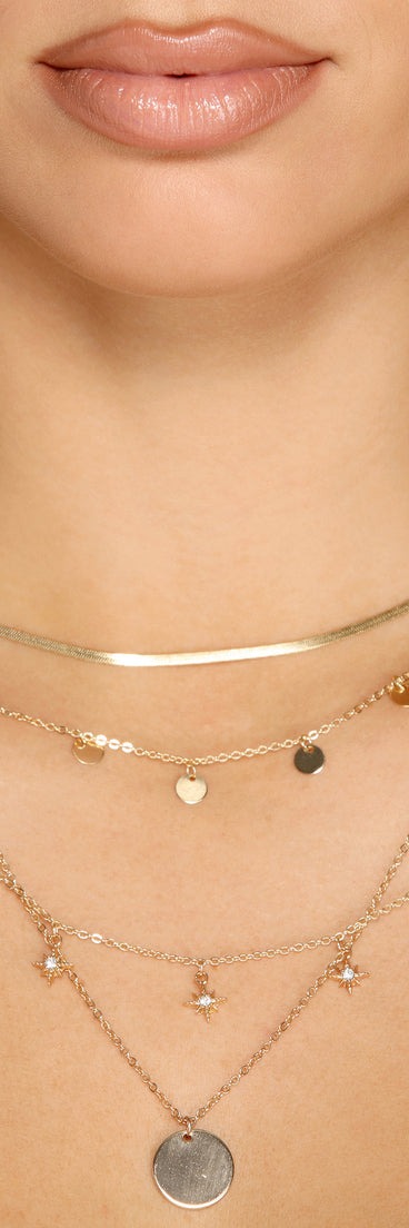 Coin Charm Layered Chain Link Necklace for 2022 festival outfits, festival dress, outfits for raves, concert outfits, and/or club outfits