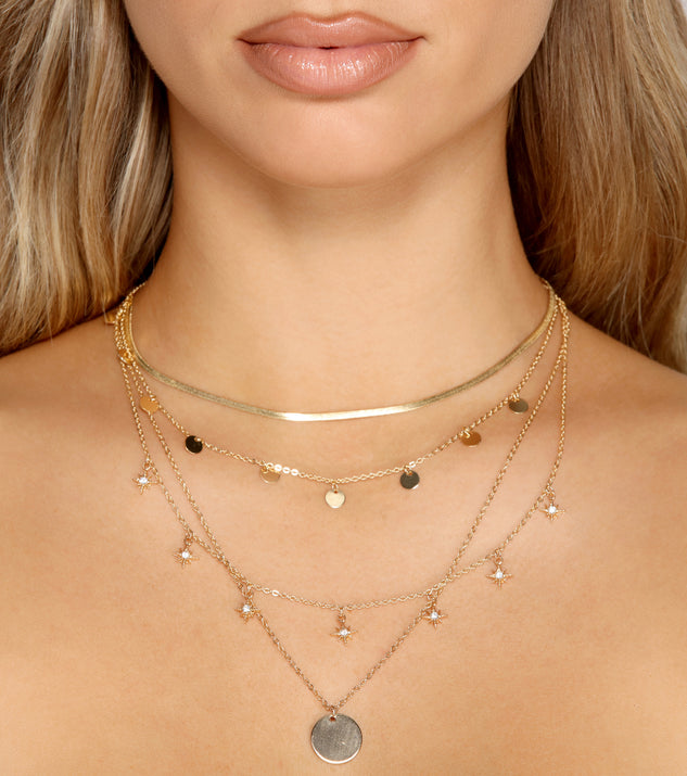 Coin Charm Layered Chain Link Necklace for 2022 festival outfits, festival dress, outfits for raves, concert outfits, and/or club outfits