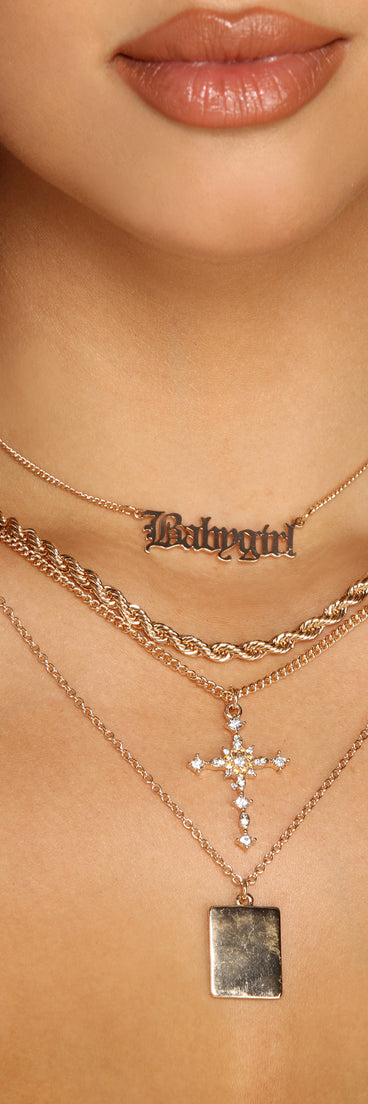 Glam Trendsetter Four-Pack Necklace Set for 2022 festival outfits, festival dress, outfits for raves, concert outfits, and/or club outfits