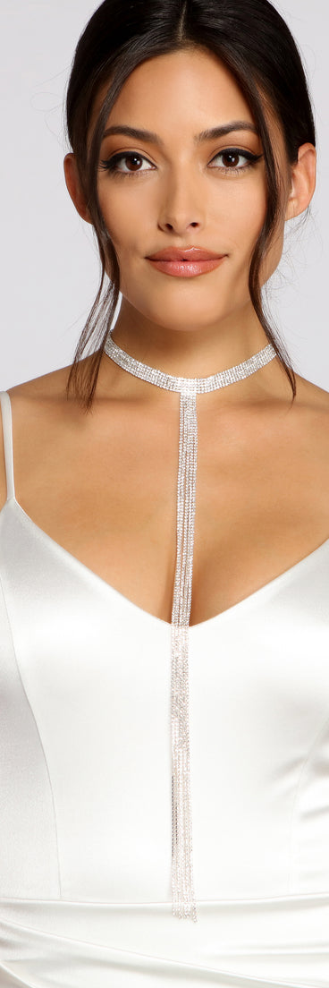 Five Row Rhinestone Fringe Choker