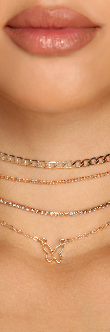 Four-Pack Trendy Choker Necklace Set is a trendy pick to create 2023 festival outfits, festival dresses, outfits for concerts or raves, and complete your best party outfits!