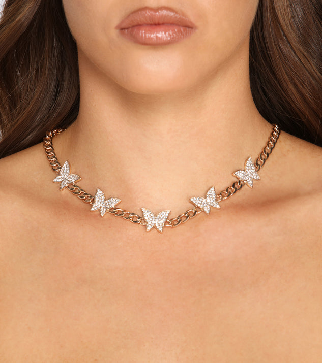 So Glitz Rhinestone Butterfly Charm Choker Windsor