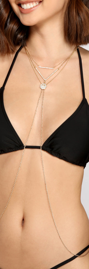 Layered In Glam Triple-Layered Body Chain Jewelry Set is a trendy pick to create 2023 festival outfits, festival dresses, outfits for concerts or raves, and complete your best party outfits!