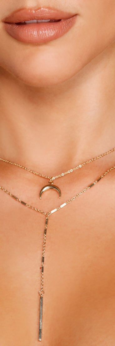 Reach For The Moon Layered Charm Necklace is a trendy pick to create 2023 festival outfits, festival dresses, outfits for concerts or raves, and complete your best party outfits!