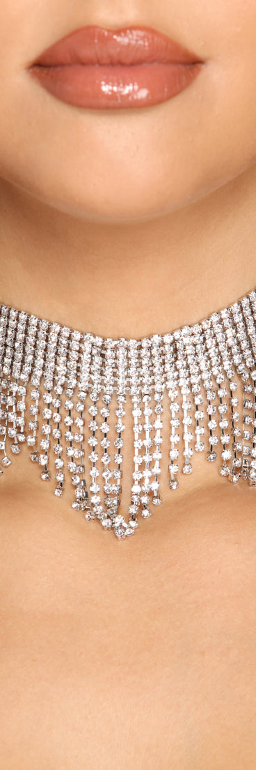 Diva Moment Fringe Rhinestone Collar is a stunning choice for a bridesmaid dress or maid of honor dress, and to feel beautiful at Homecoming 2023, fall or winter weddings, formals, & military balls!