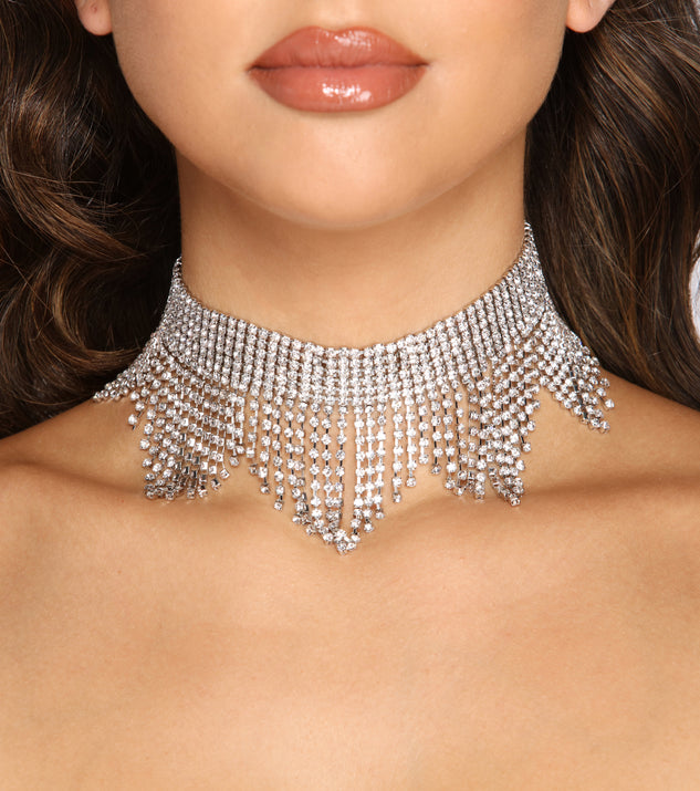 Diva Moment Fringe Rhinestone Collar is a stunning choice for a bridesmaid dress or maid of honor dress, and to feel beautiful at Homecoming 2023, fall or winter weddings, formals, & military balls!