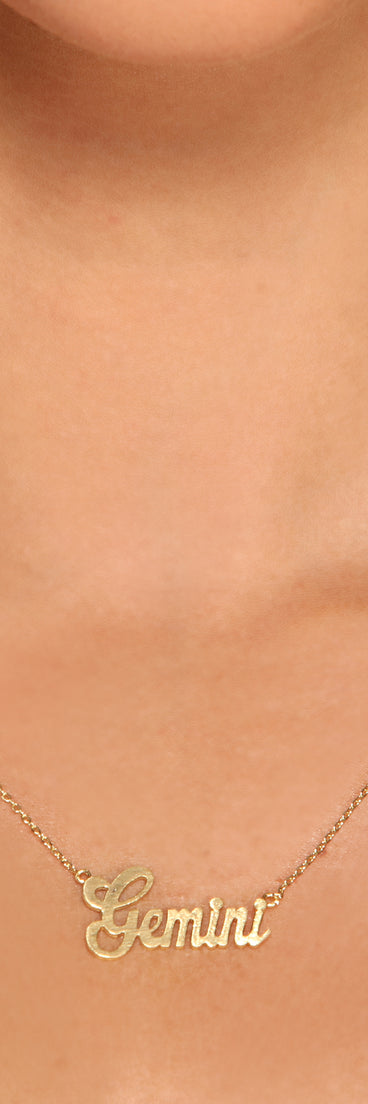 Gemini Sign Script Necklace