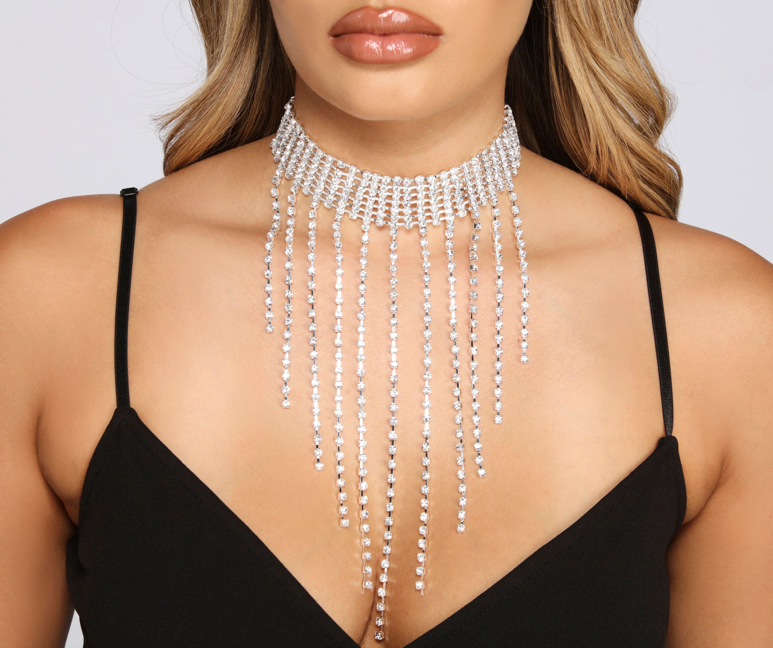 小物・アクセサリー keikorin Seven-Row Rhinestone Fringe Choker | Windsor