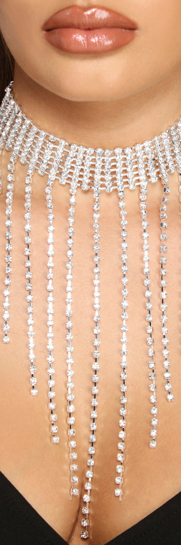 Seven-Row Rhinestone Fringe Choker